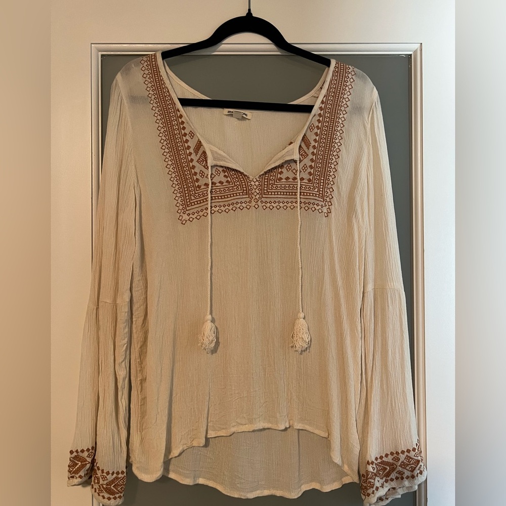 Billabong Cream Blouse with Brown Detailing